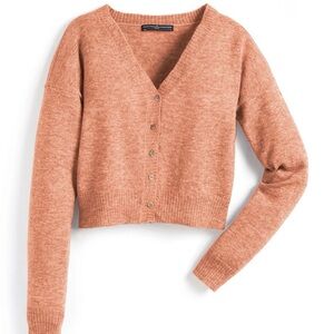 Peruvian Connection Apricot Chloe V-Neck Cardigan Size Medium. $208